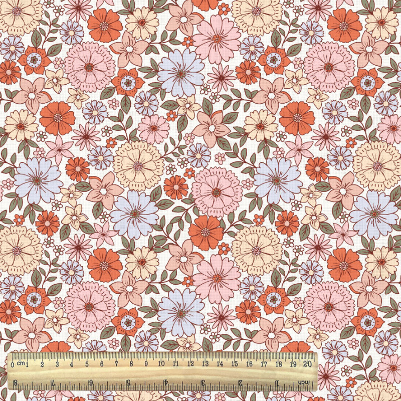 Algodón estampado BRIGITTE Blanco / Multicolor vintage